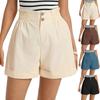 Womens Pants High Waist Shorts with Elastic Waistband and Button Closure Pants for Women Casual Loose Fit Shorts for Summer