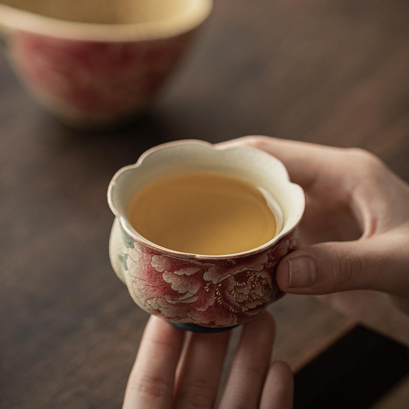 Chinese Vintage Ceramic TeaCup Handmade Single Tea Cup Household Master Mugs Kung Fu Tea Set Teaware Teacup Ceremony Decoration