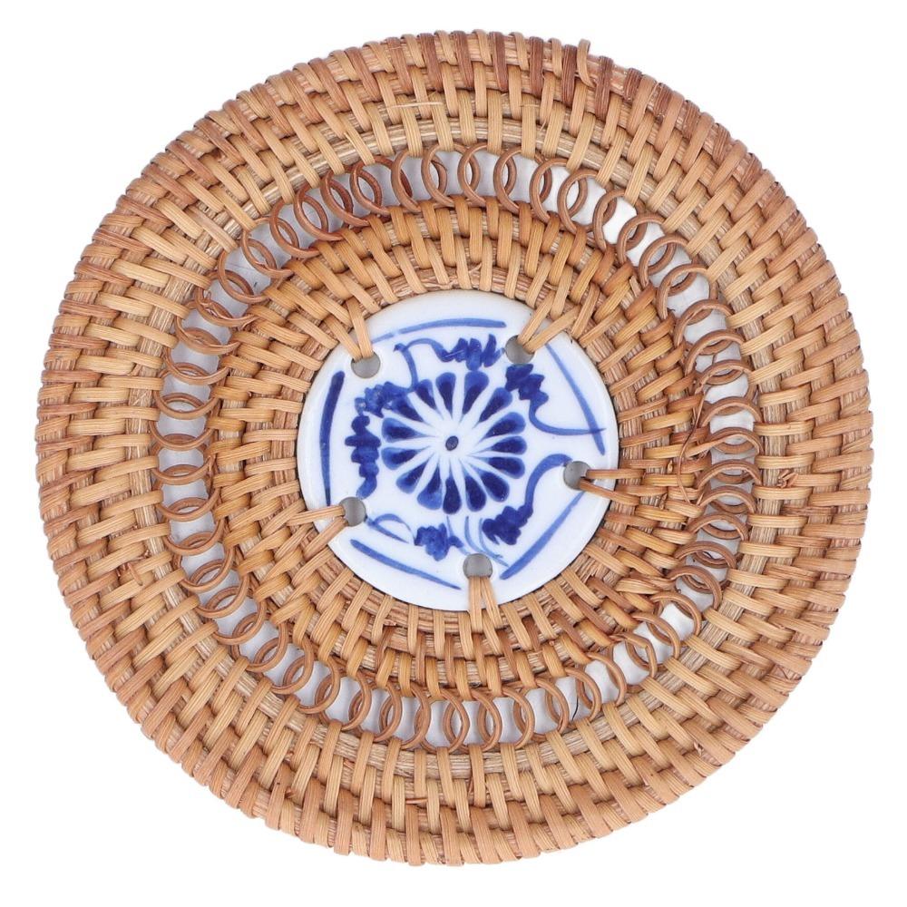 Handcraft Tea Set Pad Autumn Vine Table Placemat Heat Dissipation Woven Cup Pad Daily Dining 10cm