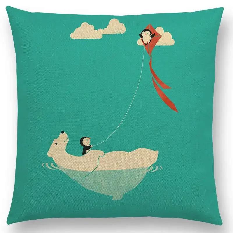 Neueste Cartoon-Tiere Niedlicher Hai Katze Vogel Giraffe Pinguin Wal Eisbär Nilpferd Panda Kissenbezug Auto Sofa Wurfkissenbezug