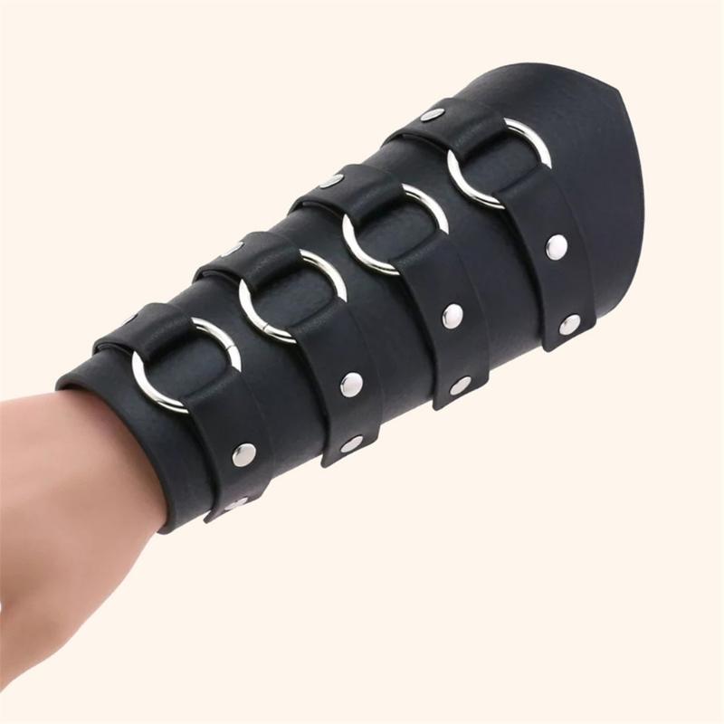 Men Black Gauntlet Bracer Gauntlet Cosplay Bracer Wristband for Parties