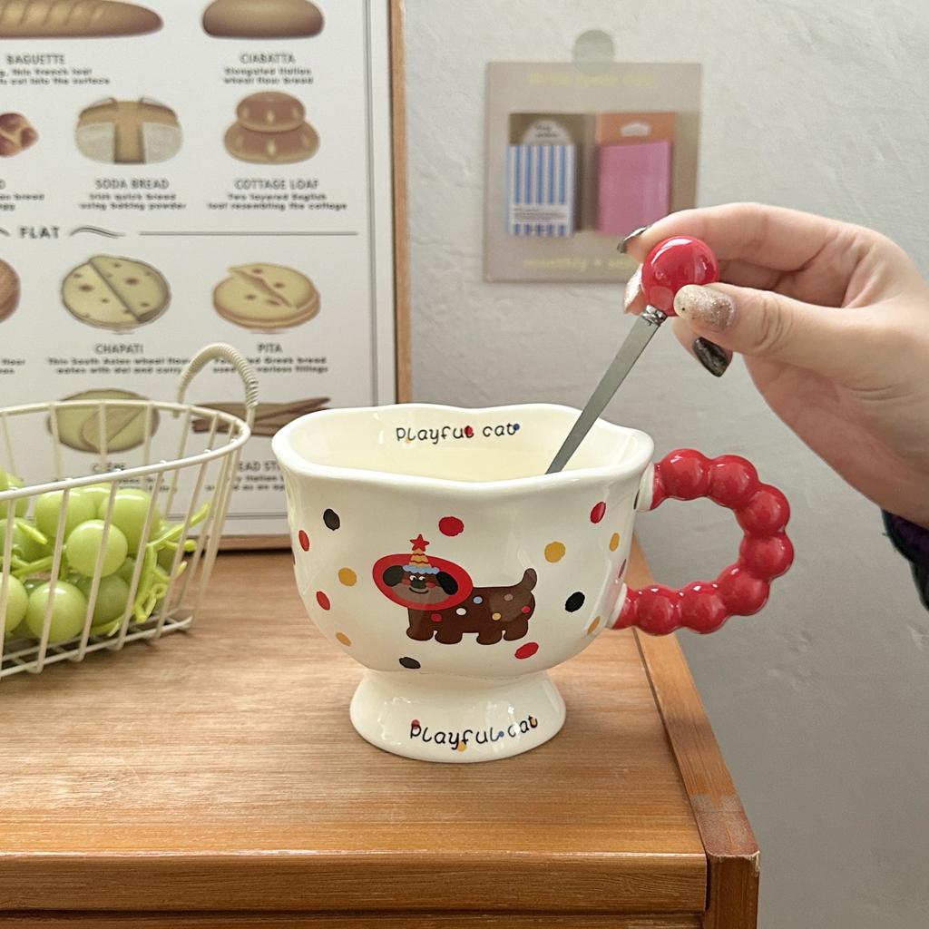 Dawanie Dziewczynkom Prezentów Urodzinowych Wysokiej Wartości Ceramiczny Kubek w Kropki Szczeniak Kreatywny Kreskówkowy Kubek do Wody Pamiątka