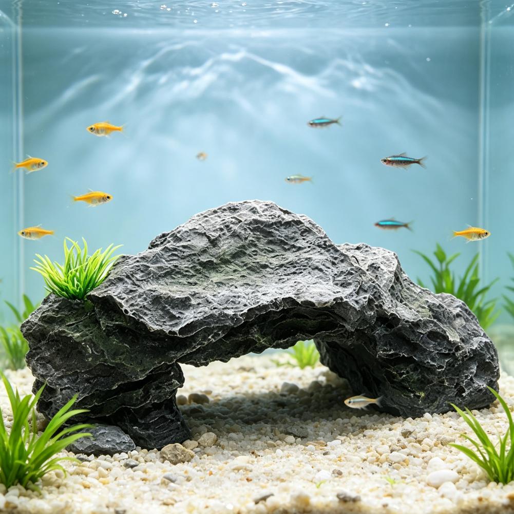 Lightweight Fish Tank Cave Turtle Basking Platform Artificial Rock Dock Baby Tortoise Climbing Ramp for Terrarium for Shrimp