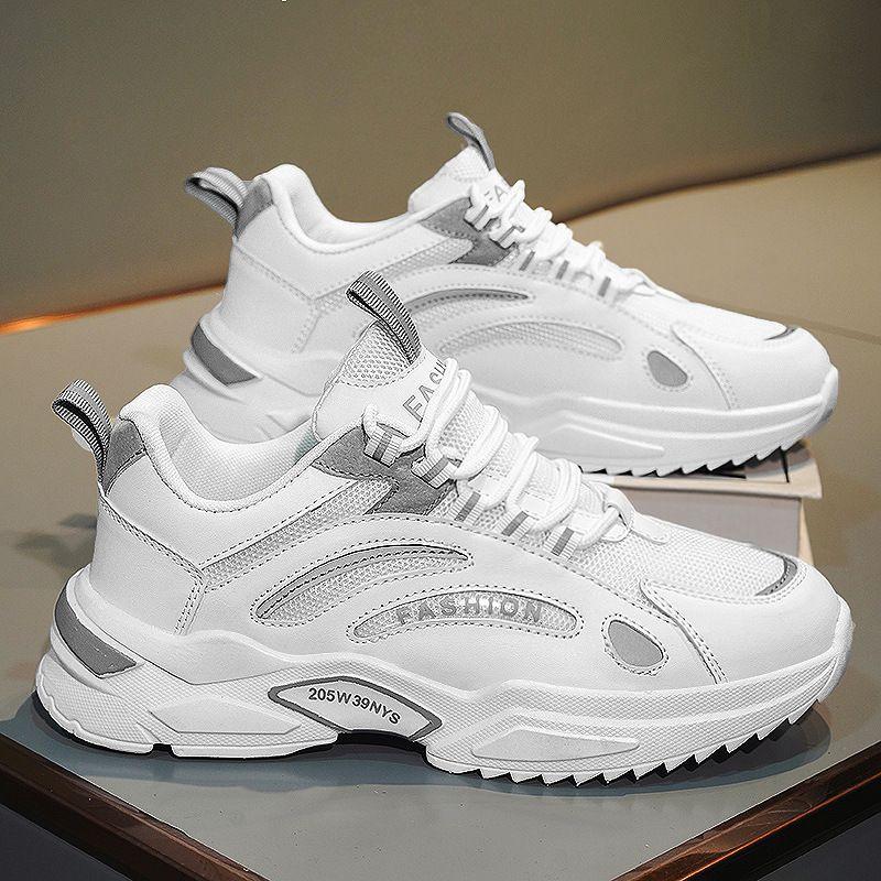 Herrenschuhe Sommer atmungsaktiv 2024 neue Jugendsportschuhe Mesh Laufschuhe lässig kleine weiße Plateau Papa trendige Schuhe