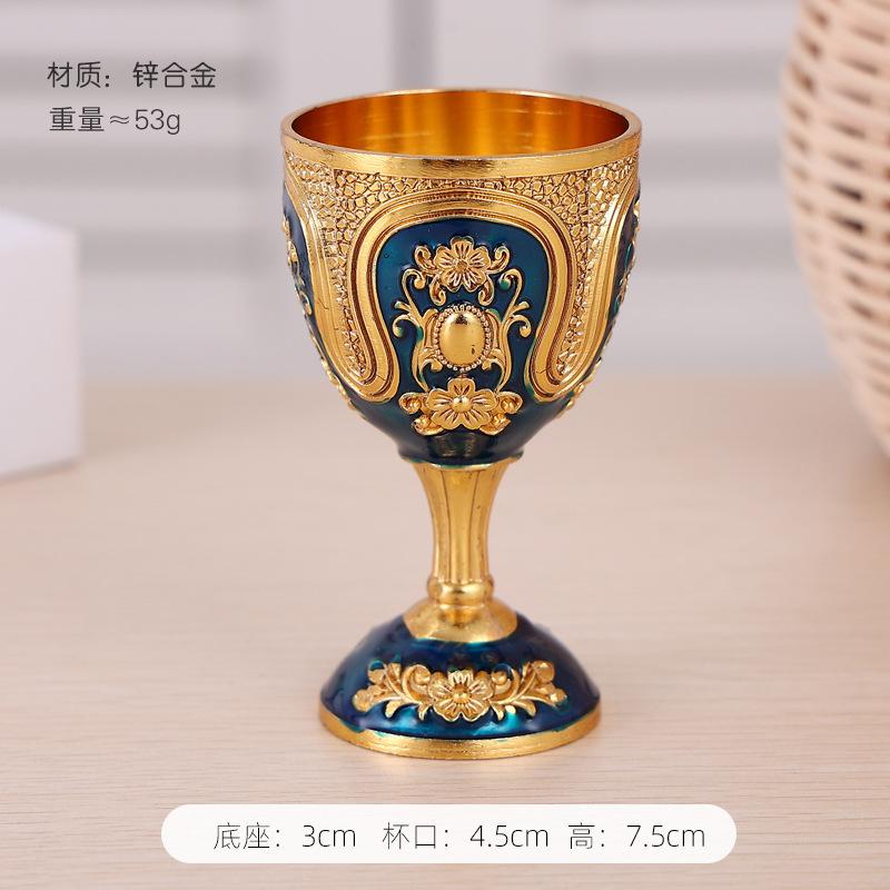 25ml Wine Glasses Vodka Goblet Bronze Liquor Spirits Cup Mini European Retro Relief Castle Wedding Tumbler for Party Decoration
