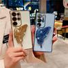 Butterfly Bracket Plating Phone Cases For For Samsung S25 S24 Ultra S22 S23 Plus A73 A55 A53 A25 A24 A23 Side Rose Shockproof Cover
