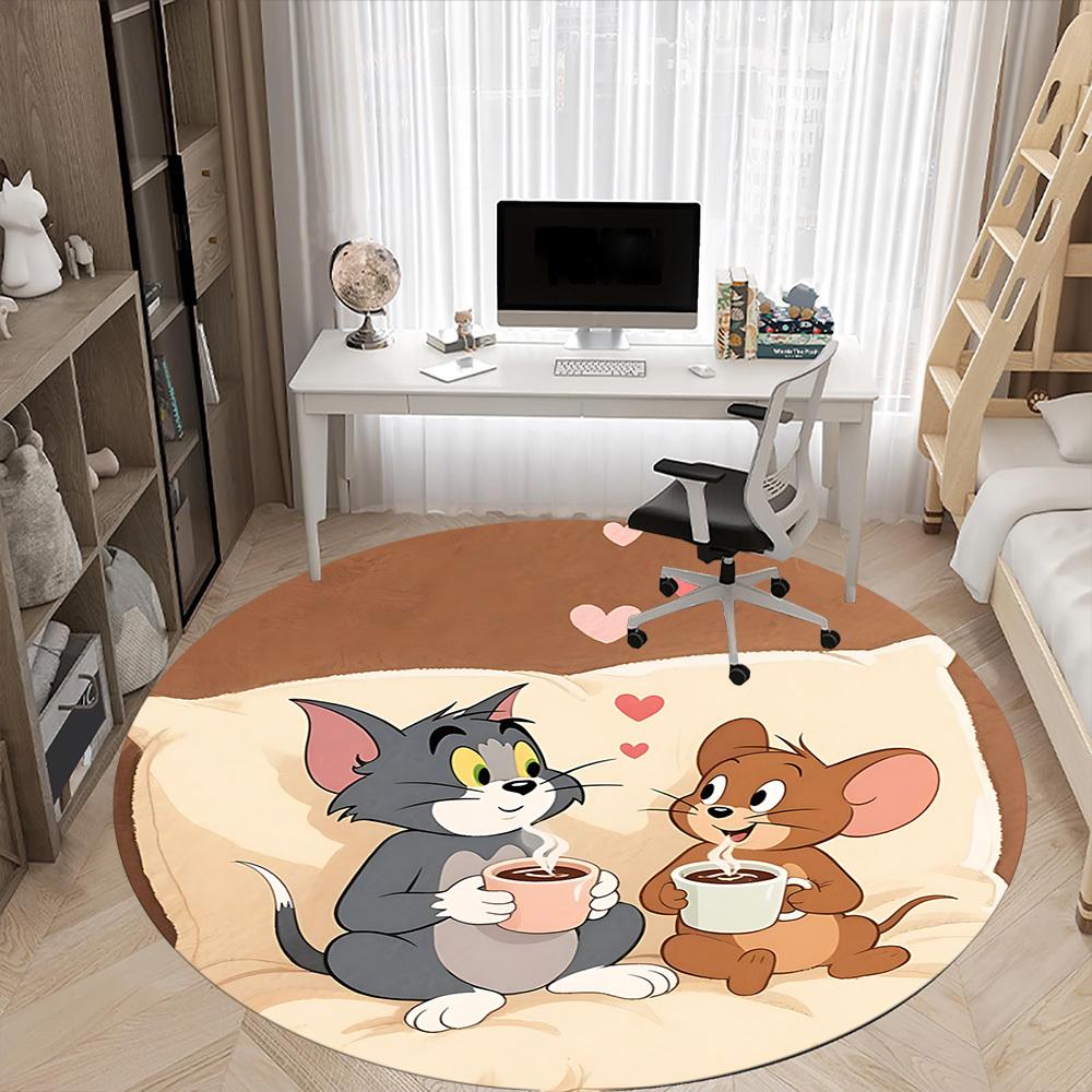 1pcTom Jerry Office Round Area Rug, Indoor Mat Suitable For Office,Bedroom Living Room Home Decor, Room Deco a0928116