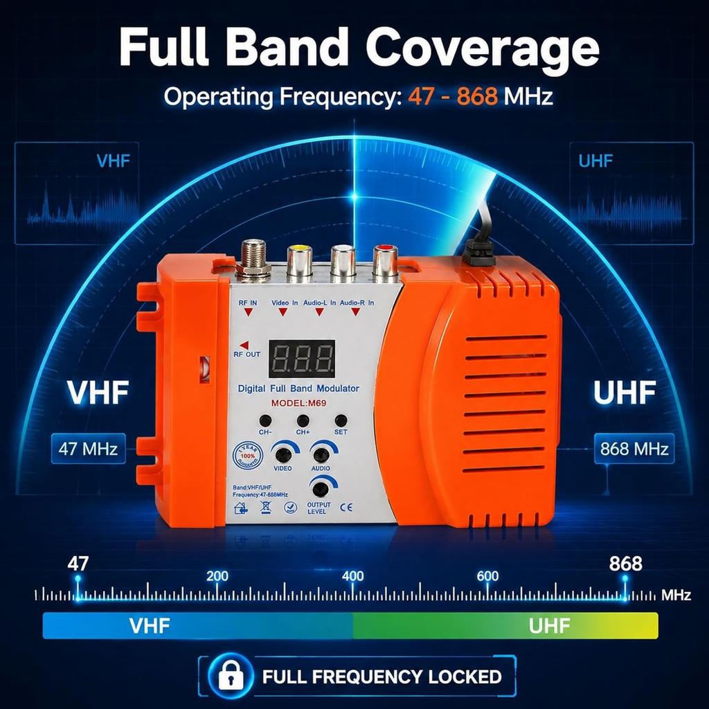 Modulator Converter, Weytoll Compact Modulator, Audio Video TV Converter, Demodulator Adapter w/Antenna in/Out & Channel Switch Signal Amplifier