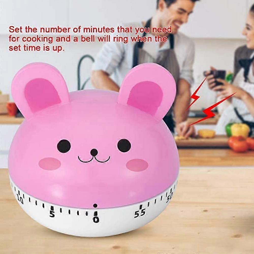 Animal Timer Mechanical Cooking Timer, Manual Animal Shape Counters, Cartoon Kitchen Timing Tool for Cooking Baking(Pink Bunny)