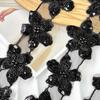 Korean Version Of Light Luxury Black Bead Flower Piece Hair Accessories Dress Children'S Clothing Mesh Embroidery Lace Accessories