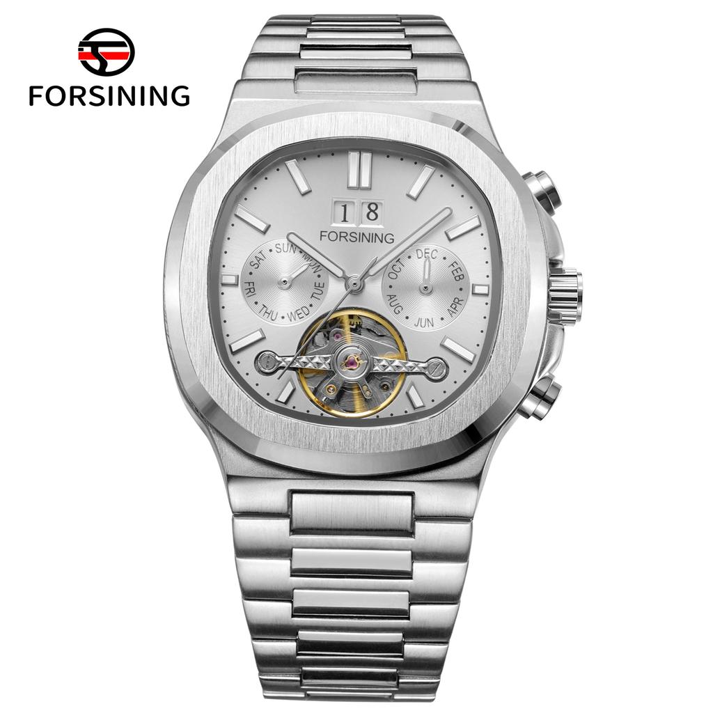 Forsining 481 Militärmann Tourbillon Zeiger Uhr Woche Datum Automatische Mechanische Uhren Edelstahl Uhr Relogio Masculino