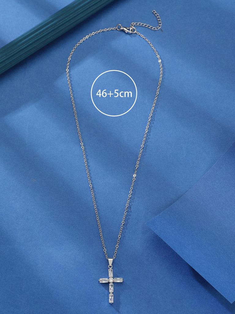 Women's Geometric Diamond Cross Necklace - European & American Punk Hip-Hop Style Choker