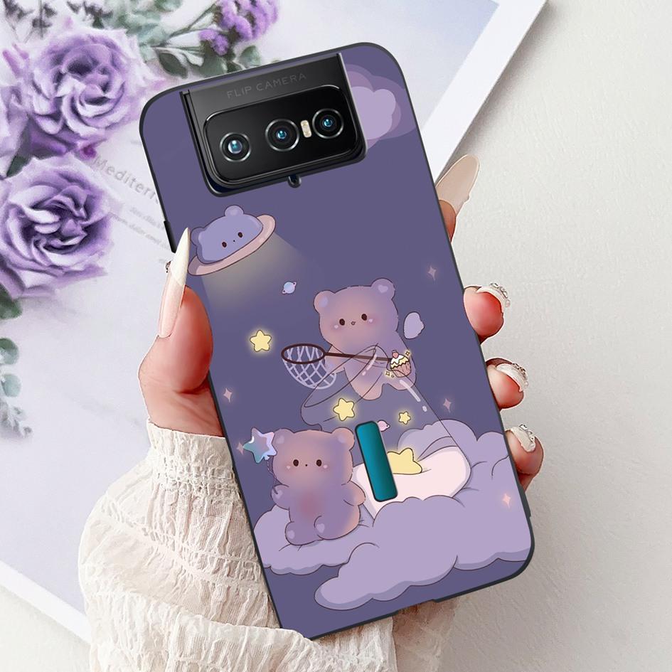 For Asus Zenfone 7 ZS670KS Case I002D Popular Flower Soft Black Silicone Phone Cover For Zenfone 7 Pro ZS671KS Funda I002DD Capa