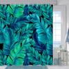 Tropical Palm Leaves Shower Curtain Green Banana Monstera Leaf Decorative Bath Curtain, Hawaiian Exotic Plant Jungle Bathroom