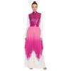 Womens Worship Praise Dance Dress Shiny Sequine Sleeveless Bodice Gradient Mesh Irregular Hem Lyrical Costume