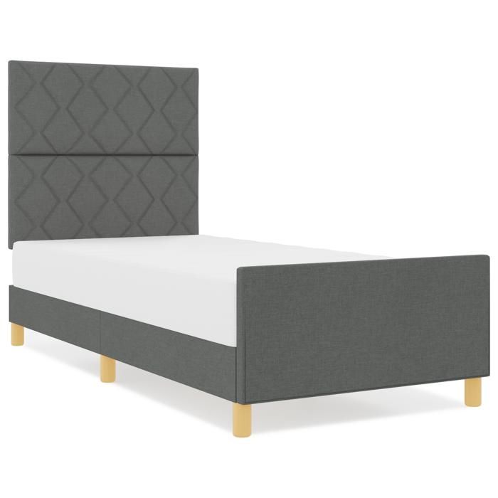 Lit vidaXL gris foncé 90x190 cm en tissu 3344768