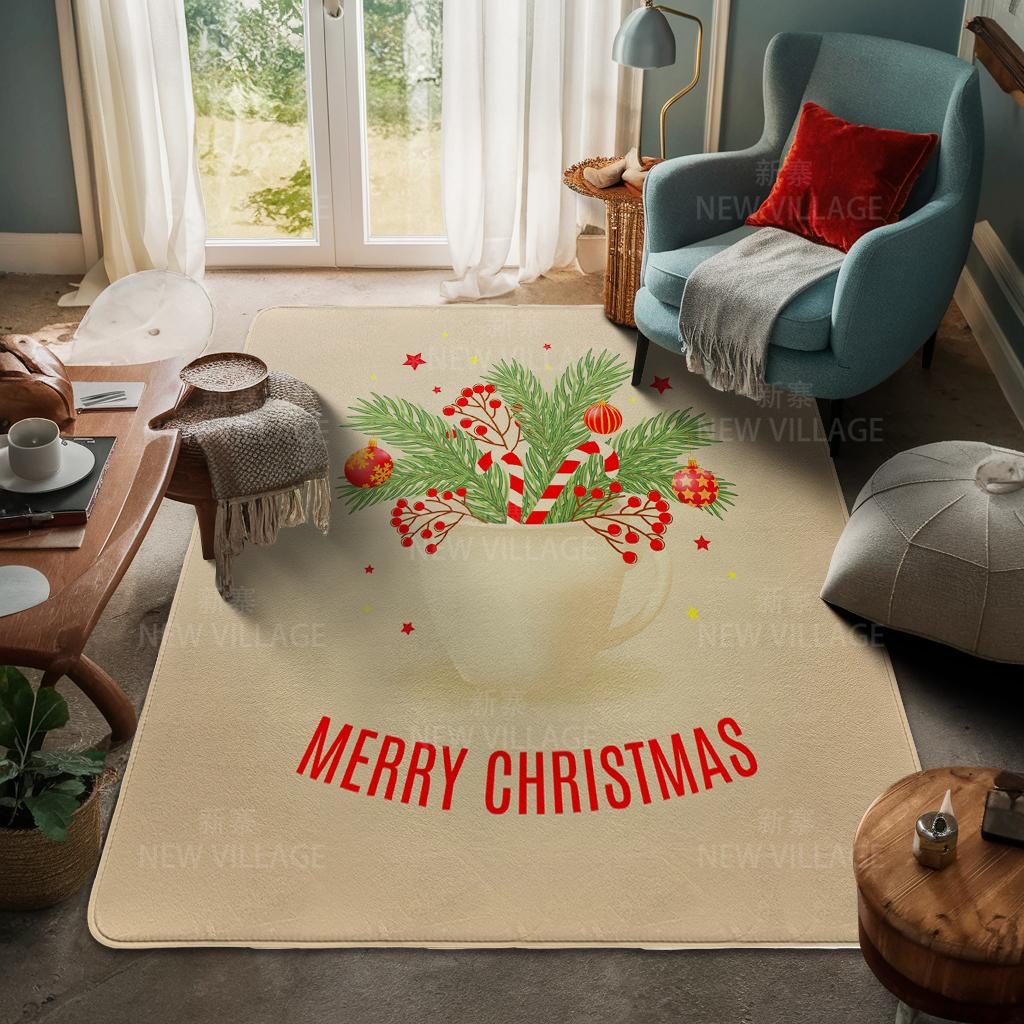 House Entrance Carpet Home Door Mat Living Room Bath Foot Bathroom Non-slip Water Absorption Rugs Bath Merry Christmas Winter