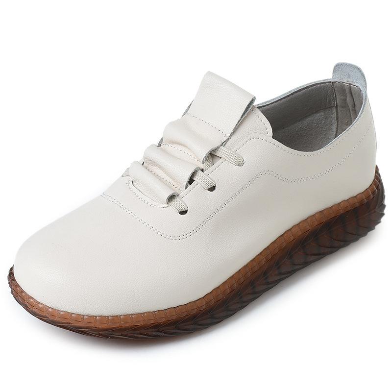 GKTINOO Automne 2024 Bout Rond Cuir Véritable Semelle Souple Ballerines Chaussures pour Femmes Antidérapantes Grandes Tailles Baskets Chaussures Décontractées pour Mère