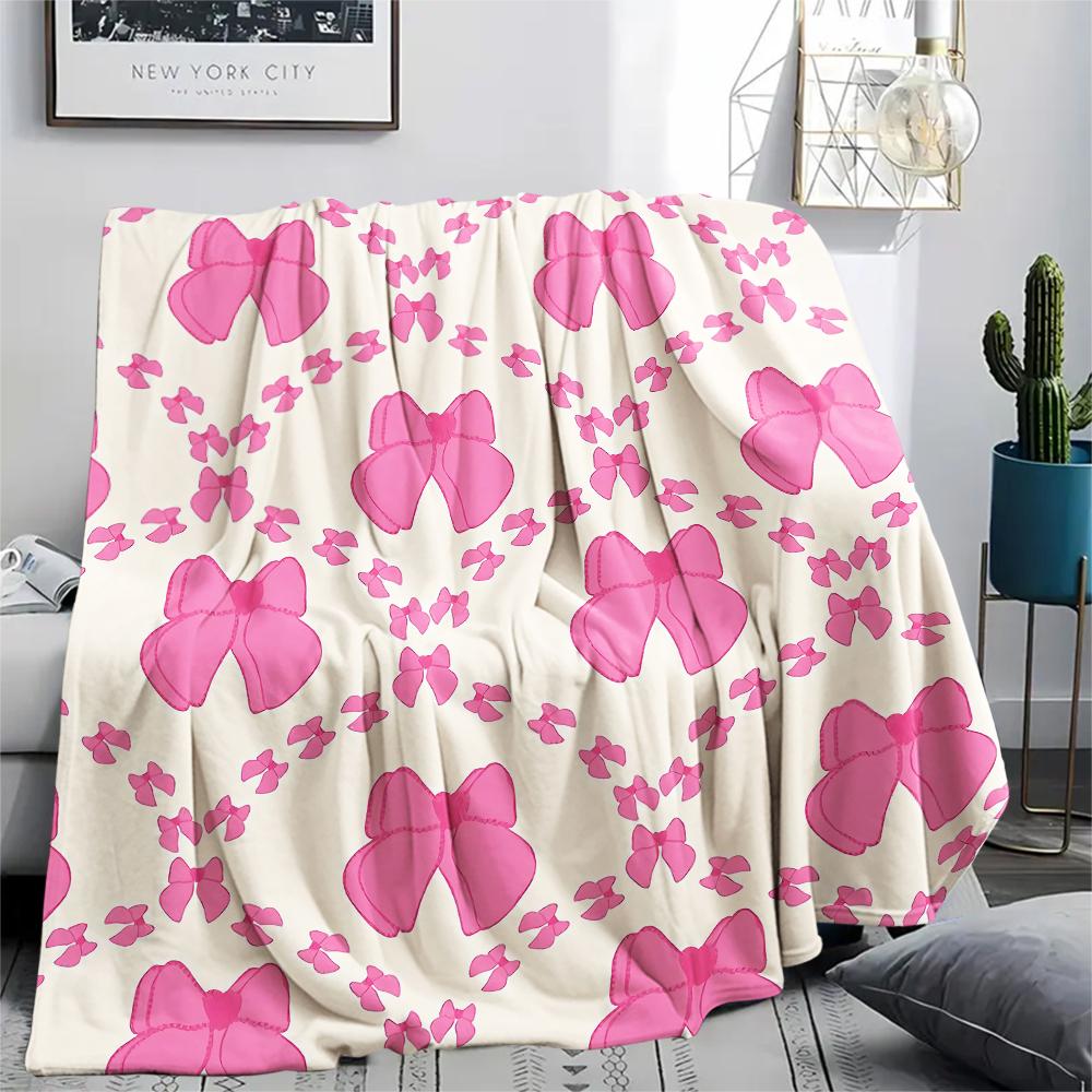 Pink Element Print Flannel Blanket,High Quality Comfortable for All Seasons,Home Decor,Warmth and Comfort,Perfect for Christmas Gifts