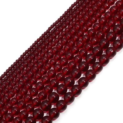 Round Stone Beads 4-12mm Pomegranate Red Glass Loose Spacer Crystal For Jewelry Making DIY Bracelet Earrings Accessories