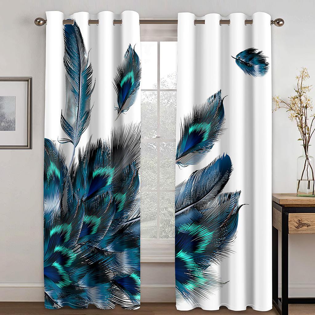 

3D Современный дизайн искусства Золотые перьевые шторы 2 панели Роскошная гостиная спальня балкон кухня Декор Шторы 50W130H(CM)X2PCS&HooK