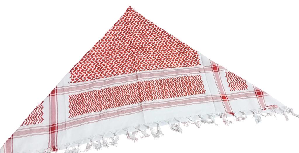 Palestinian Red White Keffiyeh Shemagh Traditional Arabic Head Scarf Palestinian Khufiya with Tassels