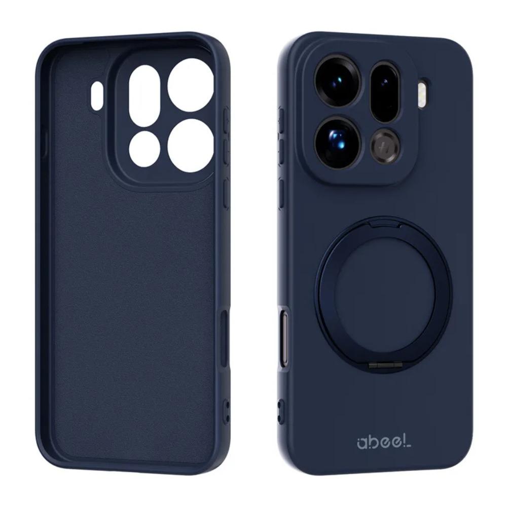 

High End Skin Feel Liquid Silicone Soft Case For OPPO Find X9 Pro 360° Magnetic Ring Bracket Anti-drop Full Protection Cover OPPO Find X9 Pro темно-синий