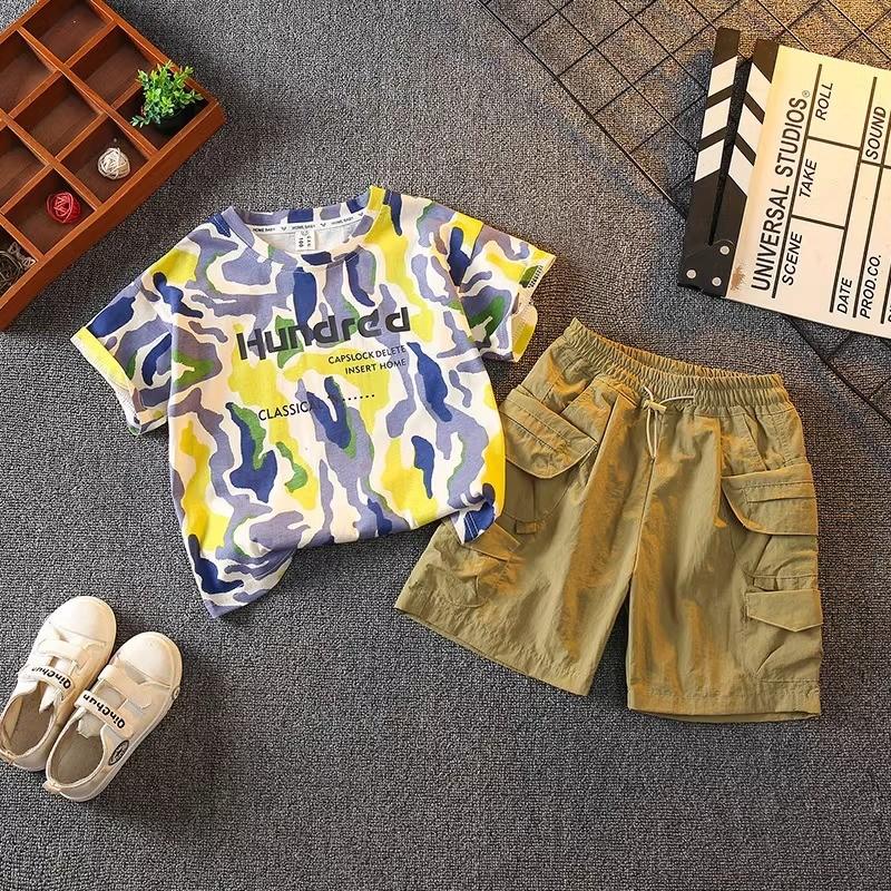 Stylish Boys Summer Outfit 2024 Trendy Two Piece Short Sleeve Cotton Set For Ages 3 To 8