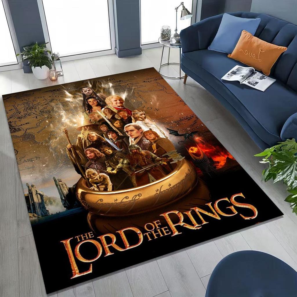 3D L-Lord of The Rings H-Hobbit Movie Board Rug for Bedroom Living Room Sofa Home Doormat Decor, Large Kids Non-slip Floor Mat