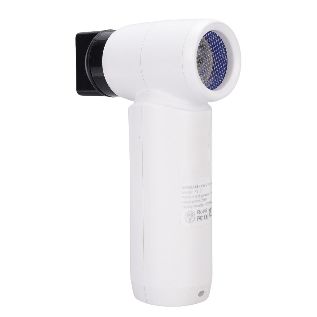 Cordless Hair Blower Dryer 80000 RPM Adjustable High Speed Fast Drying Hair Dryer with 360 Degree Rotation Nozzles White