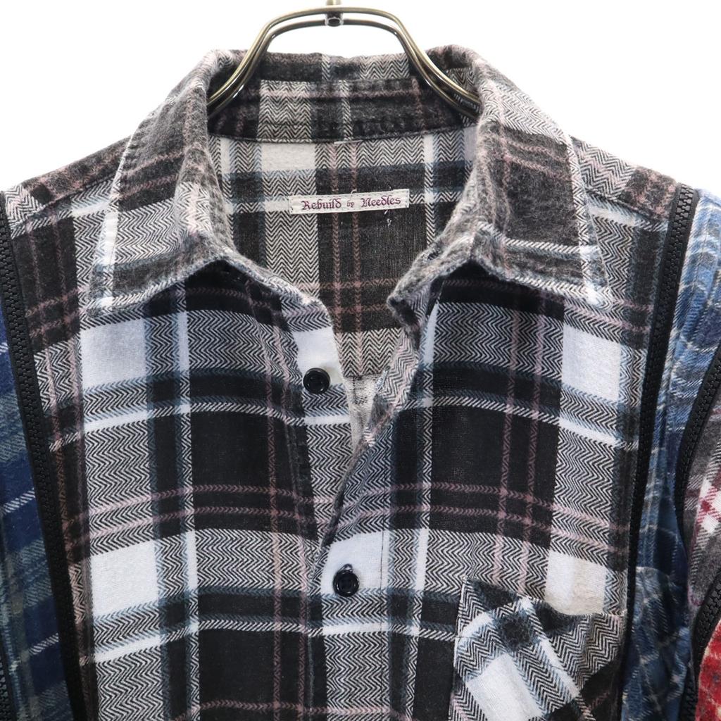 Rebuild by Needles Made In Japan Check Pattern Long Sleeve Docking Flannel Shirt Men's Used