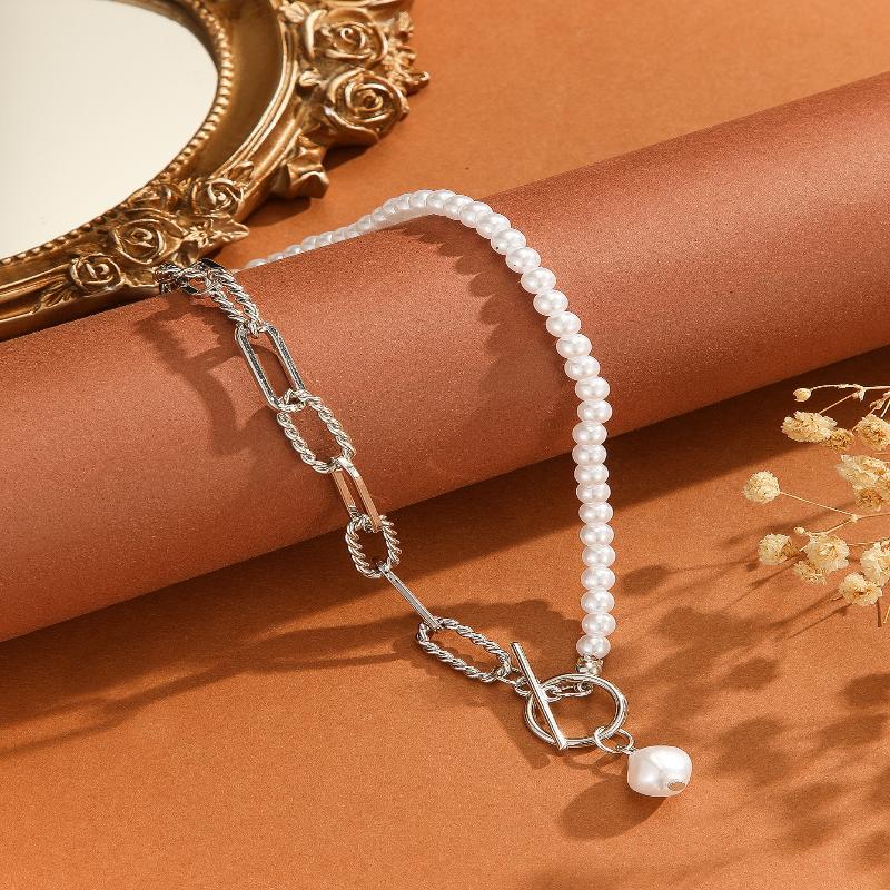 Vintage Gold Color Multiple Styles Imitation Pearl Necklace For Women Boho Trendy Multi-Layer Crystal Pendant Necklaces Jewelry