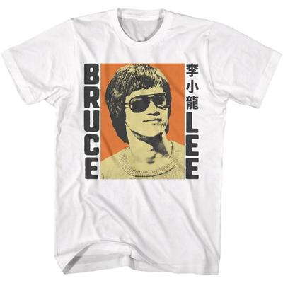 Bruce Lee Martial Artist Icon Sunglasses Photo Mens White Short Sleeve T Shirt Vintage Style Graphic Tees
