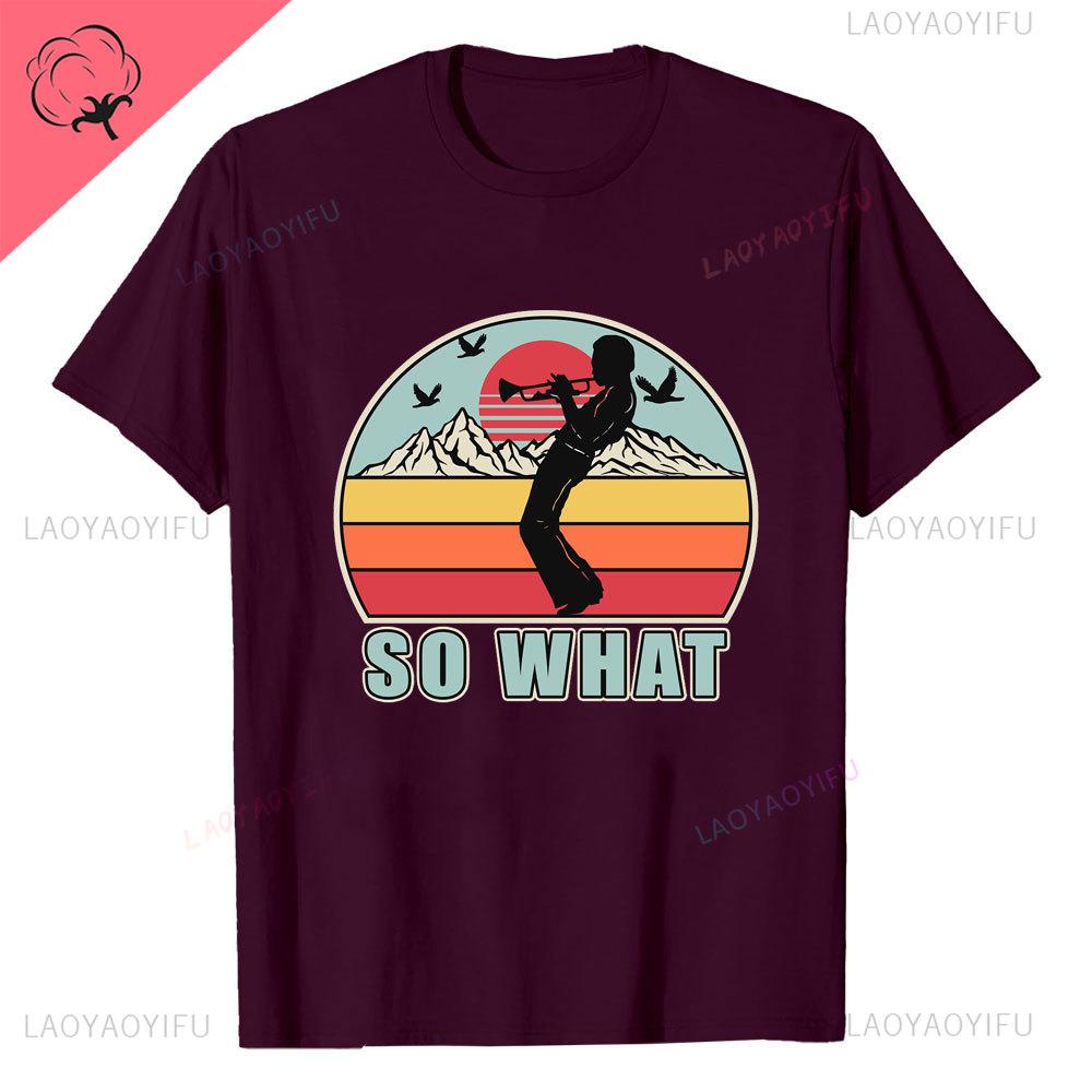 Retro Miles Davis Trumpet T Shirts Casual Tee Shirt Blue Music Gift Short Sleeve Oneck Novelty Funny Printed Classical TShirt