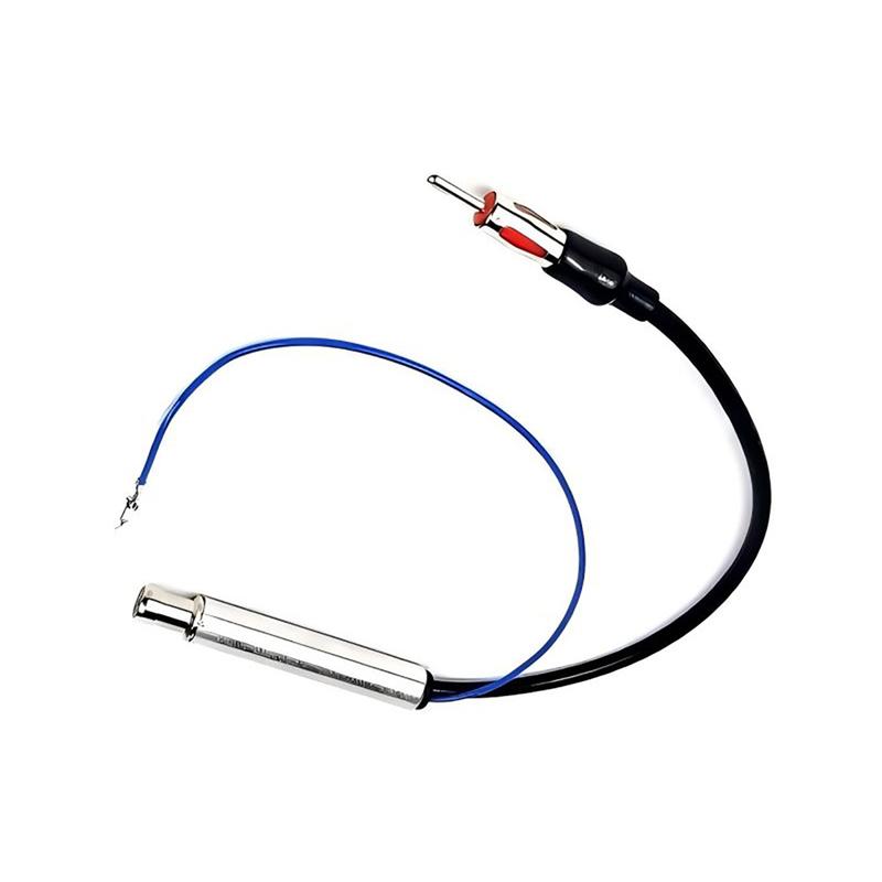 Conversion Cable Amplified Antenna,Car AM/FM ISO to DIN Male Signal Amplifier Radio Antenna Aerial for VW Old POLO/Jetta/Peugeot