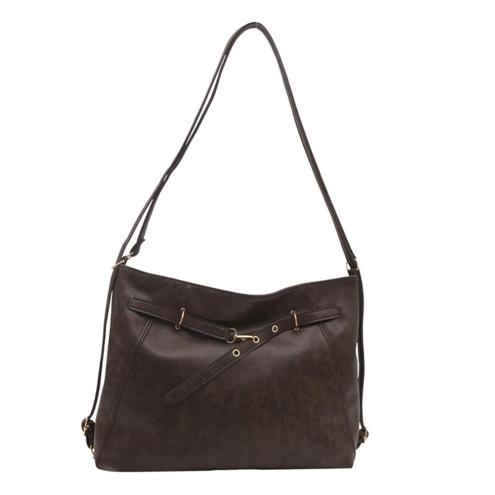 Fashion New Design Buckle Shoulder Bag Solid Color Leather Vintage Tote Bag Large Capacity Crossbody Women Backapck Handbags