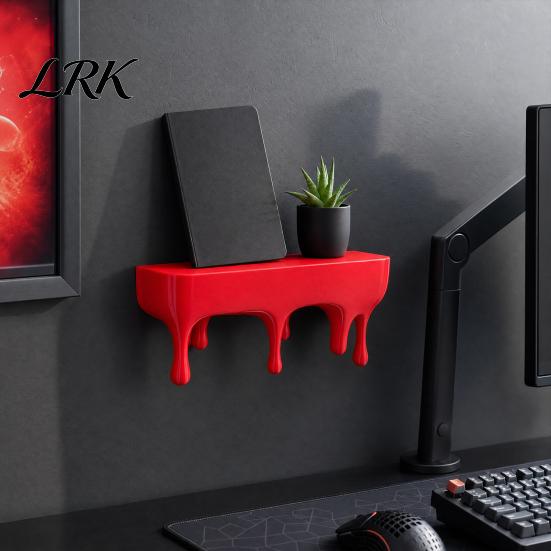 Black Floating Shelf Melting Dripping Wall Shelf, 3D Printed Fun Creative Decor Display for Home Storage Living Room