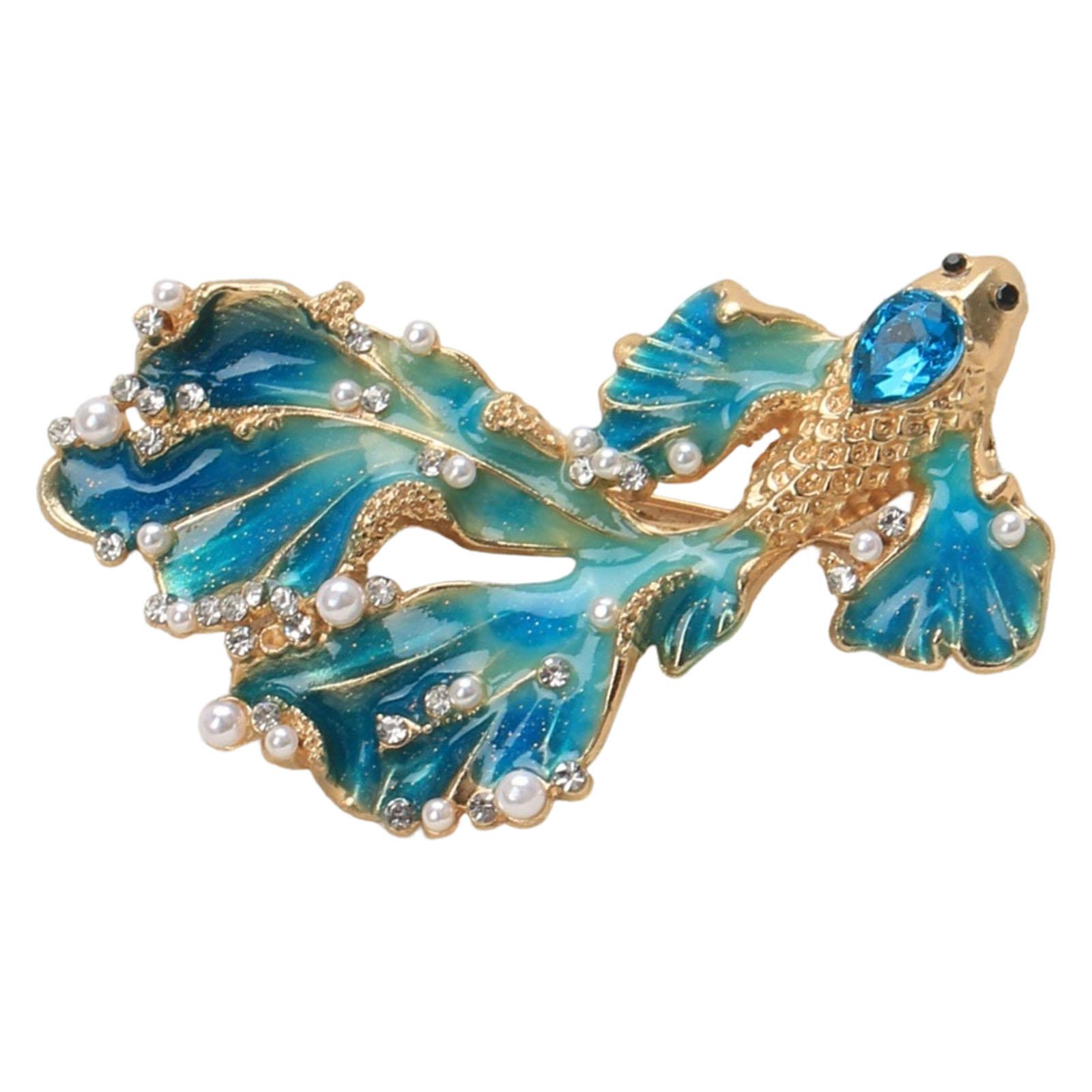 

Ocean Inspired Long Tail Brooch Corsage with Sparkling Rhinestones for Unique Daily and Beauty Fashion Charm синій