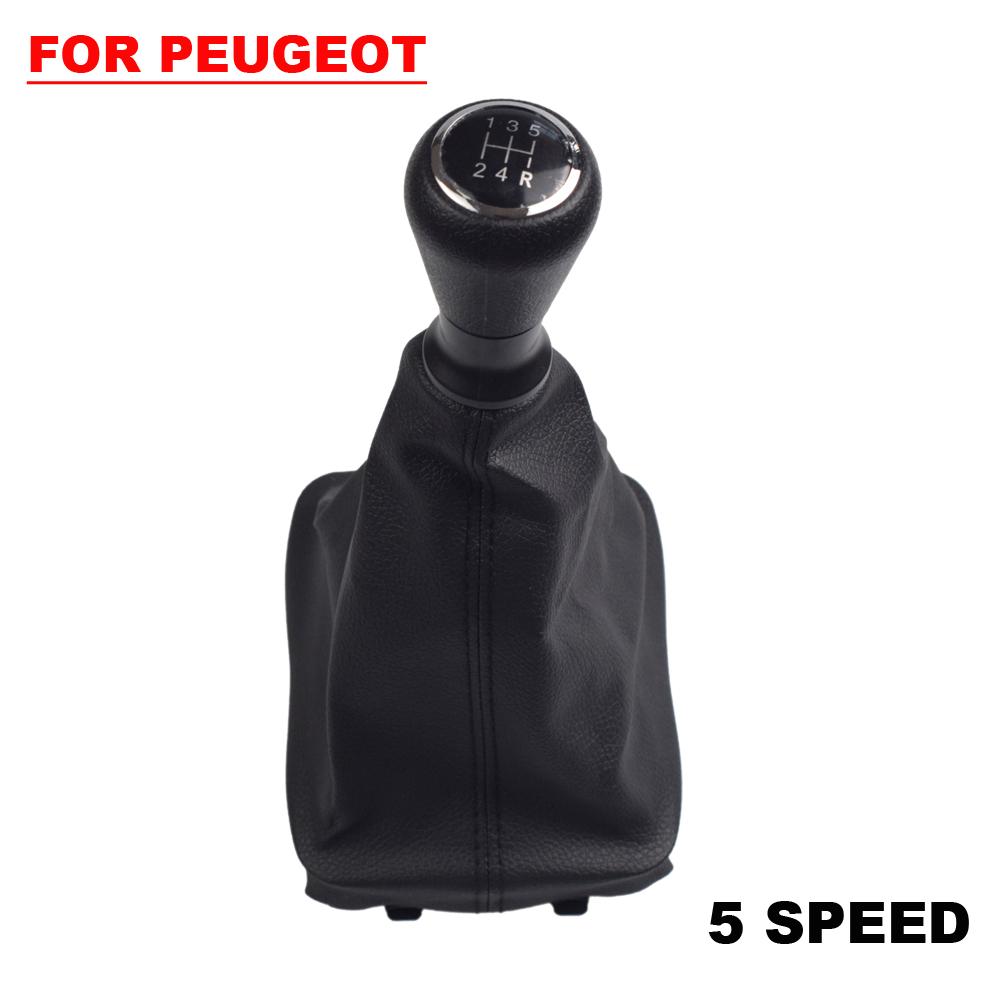 Manual Transmission 5 Speed Leather Gear Shift Knob Gaiter Boot Cover Shifter Handle For Peugeot 206 406 Car Accessories 5 speed