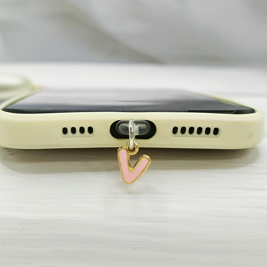 1 Stück Legierung Rosa Buchstabenanhänger Handy Staubschutzstecker Wasserdicht Staubdicht Staubfest