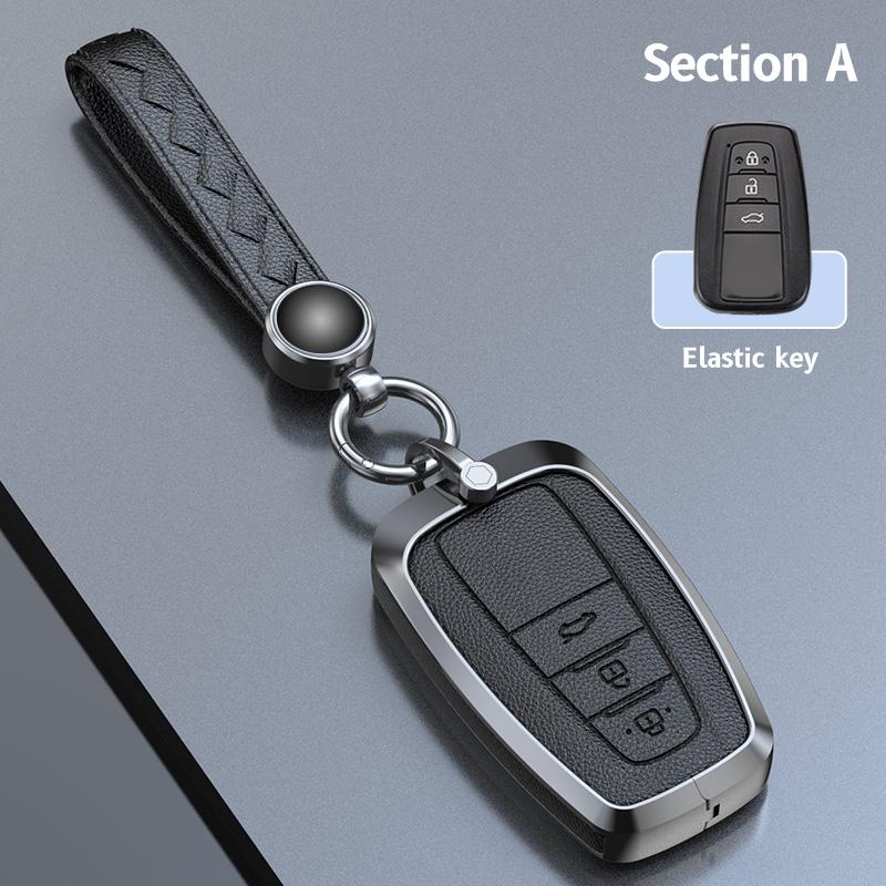 Zinc Alloy Cowhide Car Remote Key Case Fob for Toyota Prius Camry Corolla CHR C-HR RAV4 Land Cruiser Prado Keychain Accessories