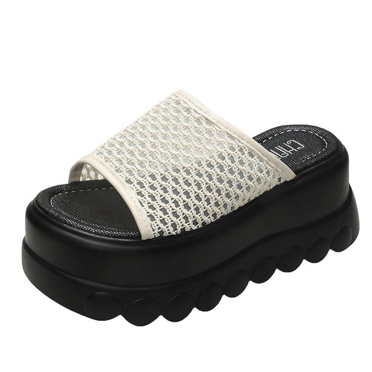 Fashion 8CM Women High Heels Summer Females Breathable Platform Slippers Chunky Sneakers Wedge Sandals Slides Shoes Zandalias De Mujer