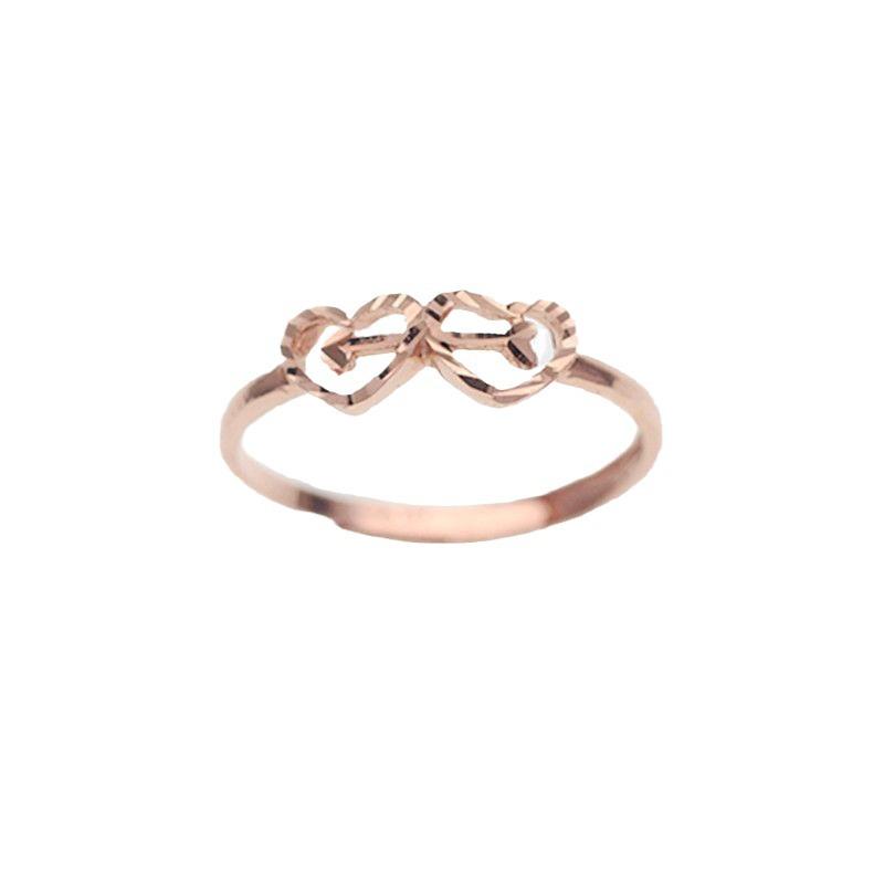 Purple Gold Women'S Love Ring Fashion Trend Design Arrow Plated Rose Gold Double Heart Ring