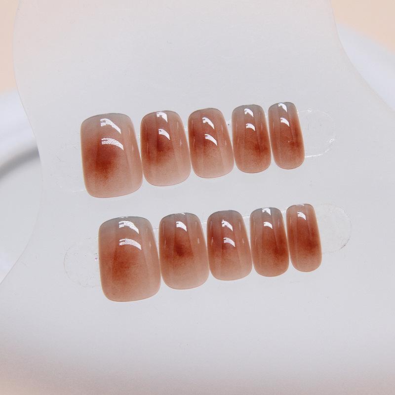 24 Pcs Small Short T Wearing Nail Piece Removable Nail Piece Maillard Nail Piece Nail Piece Gradual Change Smudge Fake Nail