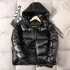Men's Shiny Hooded Puffer Jacket Zip Up Winter Coat Casual Warm Outerwear