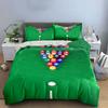 3Pcs Billiards Pool Bedding Set, 8-Ball Game Print Duvet Cover Set, Green Table With Cue And Balls Pattern For Game Room Decor
