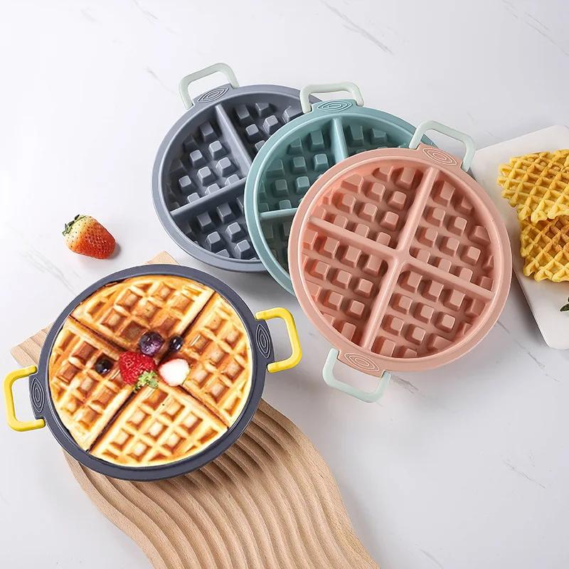 Silicone Waffle Mold for Air Fryer Oven Home Baking Tools Non Stick Chocolate Cake Pastry Molds Egg Cake Grill Pastry Molds rosa