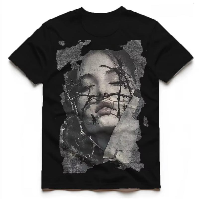 2026 Summer Fashion Trendy Tee American Retro Character Pattern T Shirts Fashion Trendy European And American High Streetwear Top 4XL