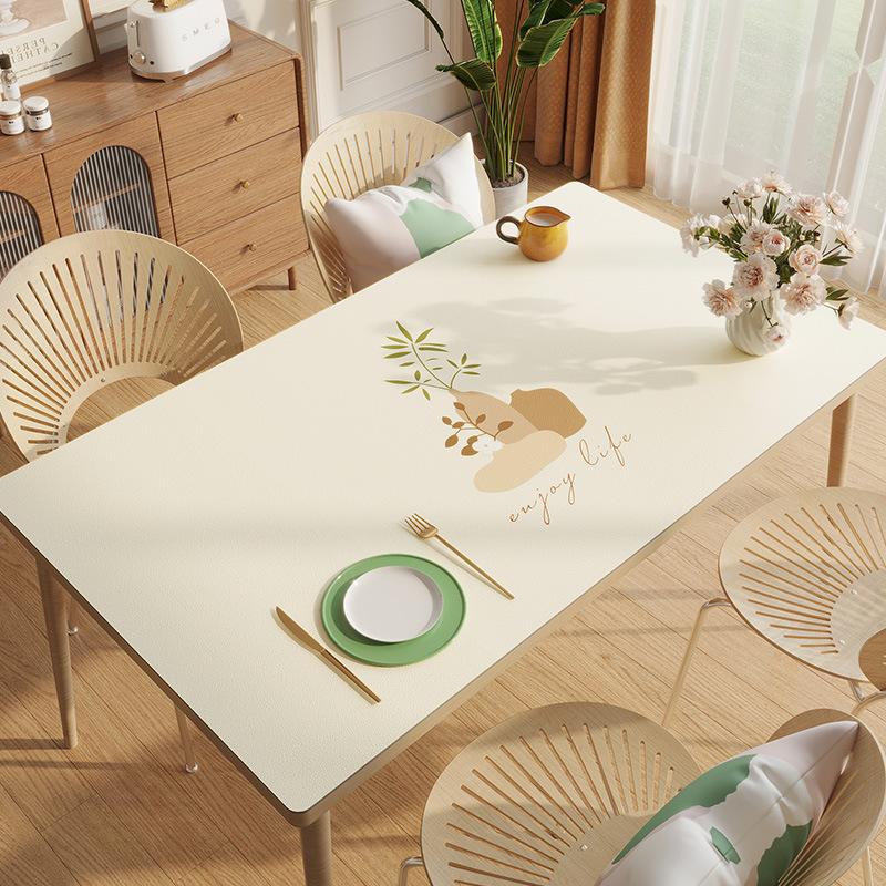 Simple Pvc Waterproof, Oil-Proof, Anti-Scalding, Leave-In Table Mat, Small Fresh Leather Tablecloth, Dining Table Coffee Table Mat