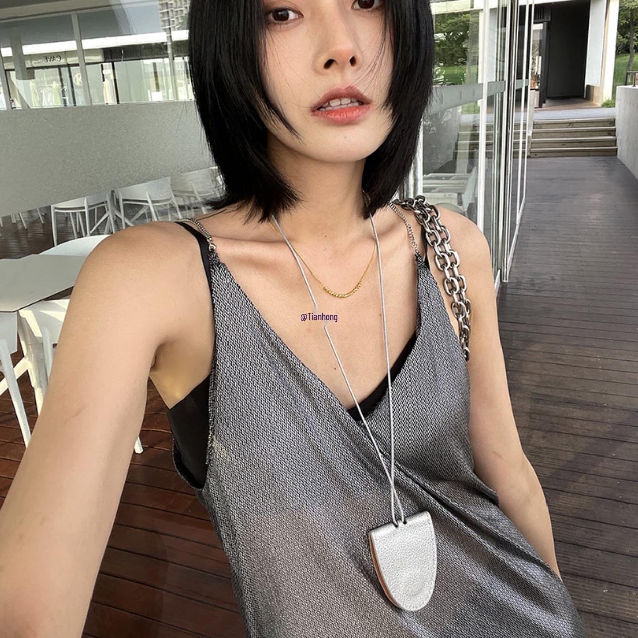 

Корейское кожаное ожерелье с клипсой для очков для женщин коричневый